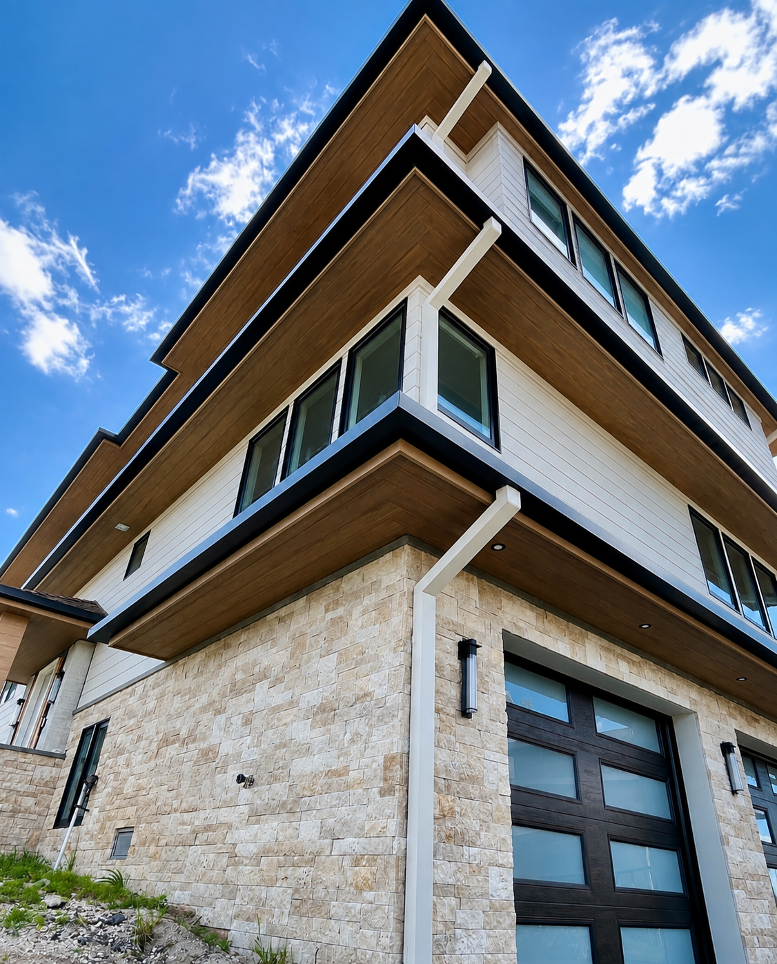 Modern Los Angeles home with professionally installed rain gutters